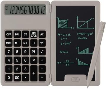 Desk Portable Basic Calculator with Notepad and Stylus, 12 Digit Large Display Multi-Function for Office, School, Home & Basic Financial (Khaki)