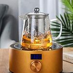 ZROY ENTERPRISE Borosilicate Glass Tea Pot with Heat Resistant Stainless Steel Infuser Perfect for Tea and Coffee Maker, Clear Glass Kettle (550 ML, Round Kettle)