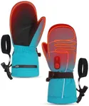 Heated Gloves for Kids, 7.4V Rechargeable Battery Winter Gloves for Boys Girls, Waterproof Windproof Heated Mittens for Kids, Outdoor Skiing Snowboarding Sledding Cold Weather