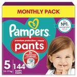 Pampers Premium Protection Nappy Pants Size 5, 144 Nappies, 12kg-17kg, Monthly Pack, With 360° Fit and Ultra-Soft Materials for Our Best Comfort & Protection