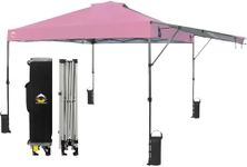 CROWN SHADES 10x10 Pop up Canopy Tent, Instant Commercial Canopy with Extend Awning, Patended Centerlock, 150D Silver Coated Fabric, 4 Ropes, 8 Stakes, 4 Weight Bags, STO 'N Go Bag, Pink