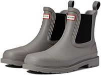 HUNTER Commando Chelsea Boot for Women - Low Block Heels, Slide Closure, and Waterproof Grey Heron 8 M