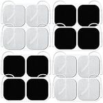 Easy@home Compatible Re-useable 16 Individual 2"x2" TENS Unit Carbon Electrode Pads，Self-adhesive Replacement Massage Pads, 2mm Pin Connectors，Compatible with EHE009 and EHE012PRO