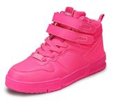 LUCKY STEP Women's High Top Fashion Sneakers Basketball Ankle Boots Walking Tennis Shoes Platform Hook and Loop Casual Faux Leather Sneaker(Hot Pink,8 B(M) US)