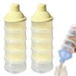 Manwetye 2 PCS 5 Layers Baby Milk Powder Dispenser, Milk Powder Pots, Formula Dispenser Portable Milk Powder Formula Dispenser Container Pot Box Milk Cans Snack Storage Box for Travel (Yellow +Yellow)