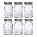 MEETOZ Glass Regular Mouth Mason Jars, 17 oz Clear Glass Jars with Silver Metal Lids for Sealing, Canning Jars for Food Storage(6PACK)