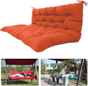 Porch Swing Replacement Cushion, Outdoor Bench Cushions with Backrest Thicken 4", 3 Seat Patio Furniture Garden Loveseat Glider Pad Anti-Fading Waterproof (Orange, 59.06 * 39.37inch)