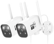 AOSU 2K Security Camera Outdoor with Color Night Vision, 2 Pack Wired Home Security Cameras Support 24/7 Recording, Auto Tracking, Voice Changer, 2 Way Audio, 2.4/5 GHz WiFi, Works with Alexa/Google