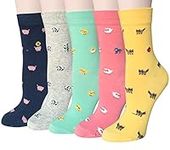 Chalier Cozy 5 Pairs Women Socks Funny Cute Animal Ladies Socks Cat Dog Socks Gifts for Women, One Size (Style 02)