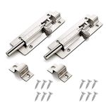 2PCS Door Lock Bolt - for Bathroom, Bedroom,Toilet, Shed, Shower, Door - Catch Latch Slide Bolt Easy Fit with Screws