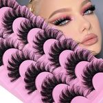 JIMIRE Faux Mink Lashes Fluffy Volume False Eyelashes Pack Dramatic Natural Look Wispy Cat Eye 18MM Fake Lashes 7 Pairs