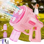 Bubble Machine Gun - Bubble Maker With LED Lights,360° Leak-Proof, Rechargeable Automatic Bubble Blower 10,000+ Bubbles In 1 Minute For Kids And Adults (pink)