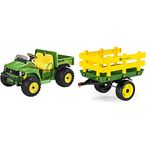 Peg Perego Children's 12V John Deere Gator HPX, Electric Tractor, Green & Yellow & Children's John Deere Stake-Side Trailer, Green & Yellow