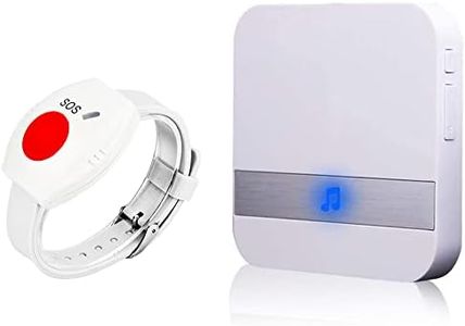 ALEENFOON Alarma Móvil Inalámbrica para Casa con Muñeca Botón De Emergencia, Plug-in, Alarma De Pánico, Alarma Inalámbrica para Personas Mayores (1 a 1 Blanco)