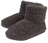 DUNLOP - Mens Furry Sherpa Slipper Boots - Memory Foam Plush Indoor House Slippers - Ankle Boot Slippers - Gifts for Men (12 UK, Charcoal)