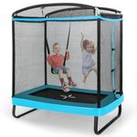 SPOTRAVEL 6FT Recreational Trampoline, 2-in-1 Kids Jumping Trampoline with Swing, Outdoor Fitness Bounce Trampoline for Children Adults (Blue)