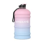 HYDRATE XL Jug 2.2 Litre Water Bottle - BPA Free, Flip Cap, Leak Proof Big Water bottle Ideal for Gym, Adults, Clear Water Container Large Sports Bottle, Extra Strong Material Water Jug (Cotton Candy)