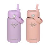 STACEGEELE Kids Stainless Steel Water Bottle with Straw Kids Insulated Water Bottle for School Kids Metal Water Bottles for Boys Girls Double Wall Vacuum Leak Proof BPA Free(2 Pack, Candy)