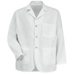 Red Kap Men's Notch Collar Lapel Counter Coat, White, Small