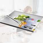 Porslin by Philips 304 Stainless Steel Chopping Board with Lip | 41x29 cm Large Cutting Board | Rust-Proof, Dishwasher Safe | Free Rolling Pin | Heavy Duty for Meat, Vegetables, Pastry | Durable