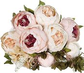 Kimura's Cabin Fake Peonies Faux Silk Flower Vintage Artificial Peony Face Flowers Arrangement Bouquets for Home Table Centerpieces Wedding Party Decoration (New Light Pink)