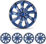 I1MOTOR Hubcaps 17'', Wheel Rim Cover Universal R17 Hub Caps, Snap On Car Pickup Truck SUV, Wheel Covers, ABS & PC Material, Set of 4, 17-Inch, Black & Blue Lacquer