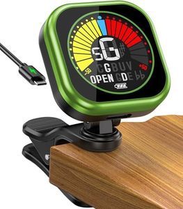 New Bee Guitar Tuner Clip-On Rechargeable with Color Screen 360° Rotatable Acoustic Chromatic Open Tuning for Guitar, Bass, Ukulele, Violin (Green, 1 Pack)