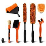 YeewayVeh 7PCS Car Wheel Cleaning Brush Kit, 2 Sizes Long Handle Bendable Wheel Cleaner Brush, Scratch-Free Detailing Brush, Tire Brush and Chain Brush, Soft Mitt and Towel for Motorcycle and Bicycles