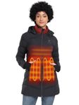 ORORO [Upgraded] Women's Long Heated Jacket with Heated Collar, Heated Puffer Parka with USB-C Rechargeable Battery (Black, M)