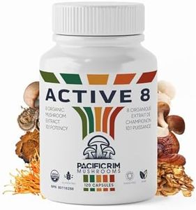 Pacific Rim Mushrooms Performance Supplement - 120 Capsules of Active 8 Organic Mushroom Capsules Organic Lion's Mane, Reishi, Cordyceps, Maitake, Shiitake, Turkey Tail, Chaga, and Himematsutake