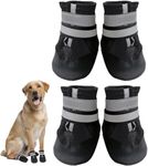 Dricar Dog Shoes, Set of 4 Dog Boots for Injured Paws, Waterproof Anti Slip Dogs Shoes for Walking, Paw Protectors with Reflective Straps for Small Medium Large Dogs (Black, S)