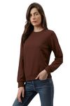 SANE ORIGINALS Womens Round Neck Fleece Sweatshirt in Regular Fit || Long Sleeve Plain Sweatshirt for Ladies || Warm Heavy GSM 100% Cotton Fleece Sweatshirt Brown