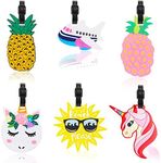 BieFuDan 6 Pack Unique Luggage Tags,Colorful Travel Suitcase Backpack Tags,Funny Baggage Identify Labels for Women Men Kids (Type 1)