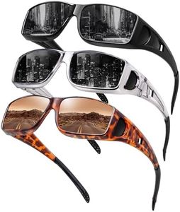 FURISHQI 3Pack Polarized Fit Over Glasses Sunglasses for Men Women,UV Protection Night Driving Sun Glasses Lightweight Frame Goggles
