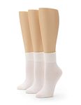 No nonsense womens Cotton Basic Cuff Sock, White - 3 Pair Pack, 4-10