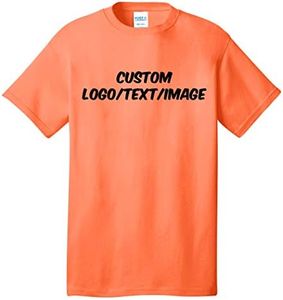INK STITCH Unisex PC54 Custom Design Your Own Cotton Short Sleeve Tshirts - Neon Orange (3XL)