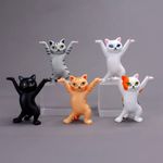 Siganorpy 5Pcs Dancing Cat Holder Cat Doll Stand Ornaments for The Home, Doll Pen Holder Bracket Cat Cake Decorations Interesting Gifts Cat Ornaments for Cat Lovers Cat