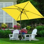 MEWAY Rectangular Patio Umbrella Outdoor Umbrella with Push Button Tilt and Crank Lift System, Market Umbrella 6 Sturdy Ribs UV Protection for Table, Deck, Pool, Backyard, Garden(6.5x10 ft, Yellow)