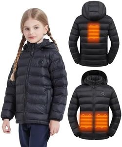 HEWINZE Kids Heated Jacket,Lightweight Water-Resistant Hooded Puffer Heated Coat for child with 5V Battery Pack（Unisex）