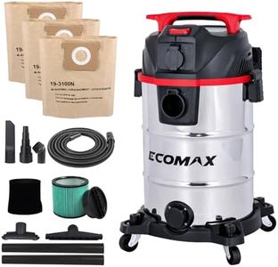 ECOMAX Dust Extractor, Shop Vac, Semi-auto Filter Clean, HEPA Filter, 8 Gallon Stainless Steel Tank 6.5 HP Wet Dry Vacuum, Anti-Static Hose, Dust-Full Indicator, for Woodworking