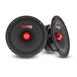 DS18 2X PRO-GM6B Loudspeaker - 6.5", Midrange, Red Aluminum Bullet, 480W Max, 140W RMS, 8 Ohms - Premium Quality Audio Door Speakers for Car or Truck Stereo Sound System (2 Speakers)