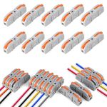 Serplex® 10Pcs Cable Wire Connectors, 1 In to 1 Out Electrical Connectors, Quick Wiring Cable Connectors Push-in Conductor Terminal Blocks for 28-12AWG Cable, Flame Retardant PA/PC Cable Connectors