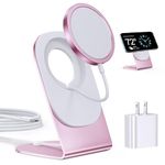 Magnetic Wireless Charger Mag-Safe Charger for iPhone 15/14/13/12 Series Convertible Magnet Wireless Charging Stand/Pad with 20W Adapter 5ft Cable for iPhone and AirPods 2/3/Pro 2/Pro（Pink）