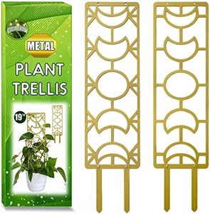 Moon Phase Metal Trellis for Climbing Plants, 2 Pack 19 Inch Garden Plant Trellis for Indoor Pot Houseplants, Plant Trellis for Potted Plants Vines, Pothos, Monstera (Gold)