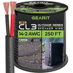 GearIT Outdoor Speaker Wire OFC 2x2.5mm≤ (76.2 Meters - Black) Oxygen-Free Copper - Hi-Fi Audio Cable for Direct Burial in Ground/in Wall / CL3 CL2 Rated / 2-Conductors - 14 Gauge AWG, 250 Feet