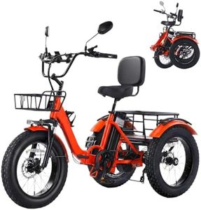 Electric Tricycle for Adults 750W(Peak 1350W) 48V15.6Ah Etrike 20"x4" Fat Tire Electric Trike 3-Wheel Aluminum Alloy Folding Electric Tricycle Max 25MPH Front & Rear Basket & Differential