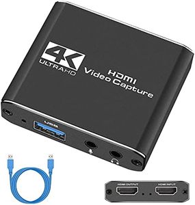 Capture Card, Audio Video Capture Card with Microphone 4K HDMI Loop-Out, 1080p 60fps Video Recorder for Gaming/Live Streaming/Video Conference, Works for Nintendo Switch/PS4/OBS/Camera/PC