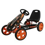 hauck Speedster, Orange - Go Kart for Kids Age 4 to 8 up to 50 kg, Girls & Boy Ride-On Race Car with EVA Tyres, Adjustable Seat, Handbrake, Sturdy Steel Frame