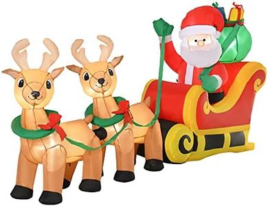 HOMCOM Papá Noel Inflable con Trineo y Renos con Luces LED Decoración de Navidad para Exterior Aire Libre con Inflador 240x57x112 cm Multicolor