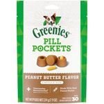 GREENIES Pill Pockets Adult Dog Treats Capsule Size Natural Soft With Real Peanut Butter, (30 Treats) 7.9oz. Pack